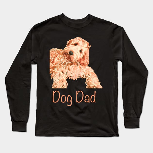 Adorable puppy dog with Dog Dad phrase! Long Sleeve T-Shirt by Peaceful Pigments